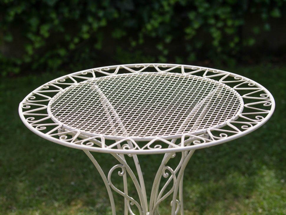 79cm Tisch creme Eisen Aubaho Antik-Stil Gartentisch weiß Garten Gartentisch Bistrotisch
