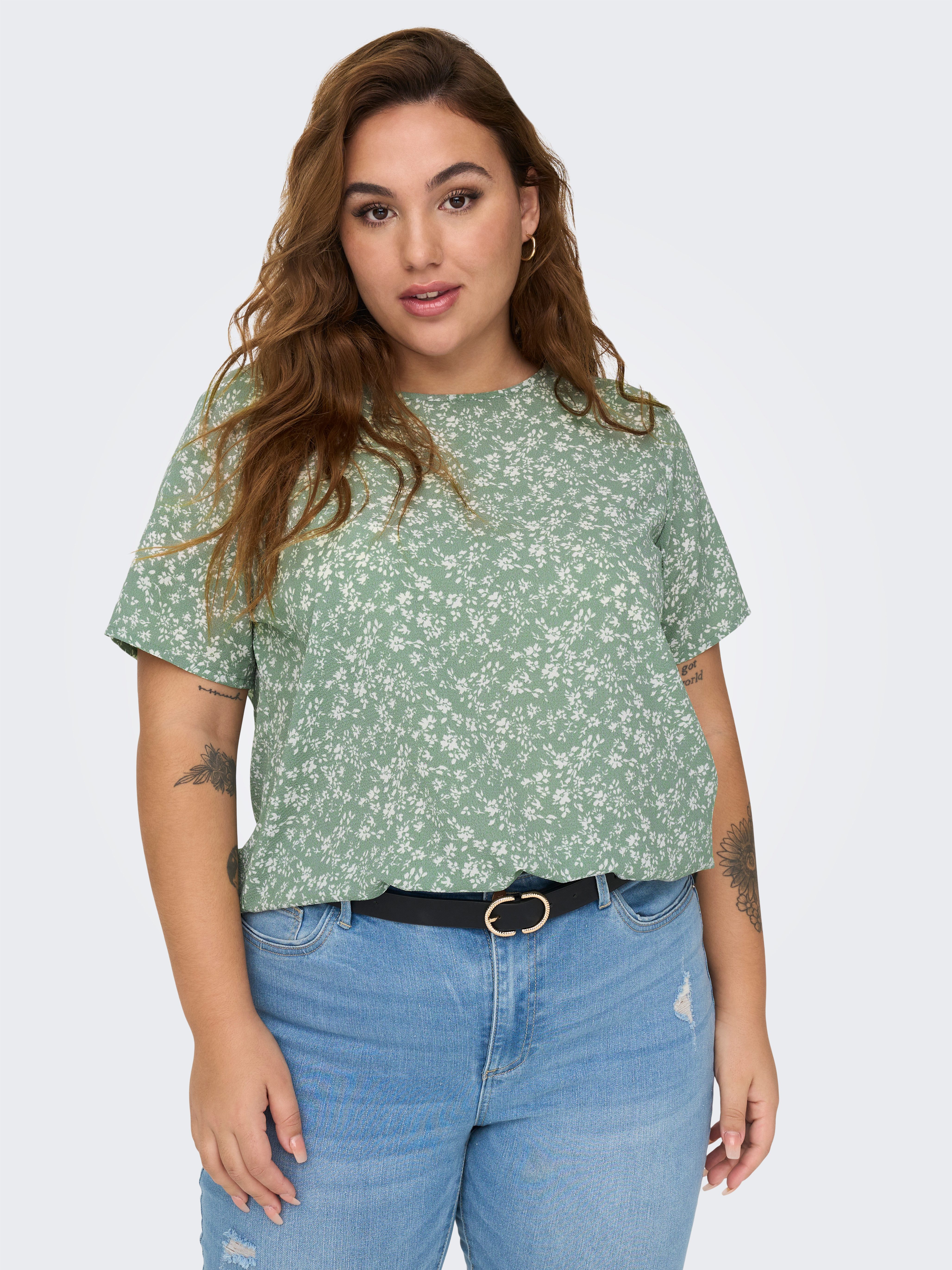 ONLY CARMAKOMA Shirtbluse CARVICA SS TOP WVN NOOS Materialmix, regular fit günstig online kaufen