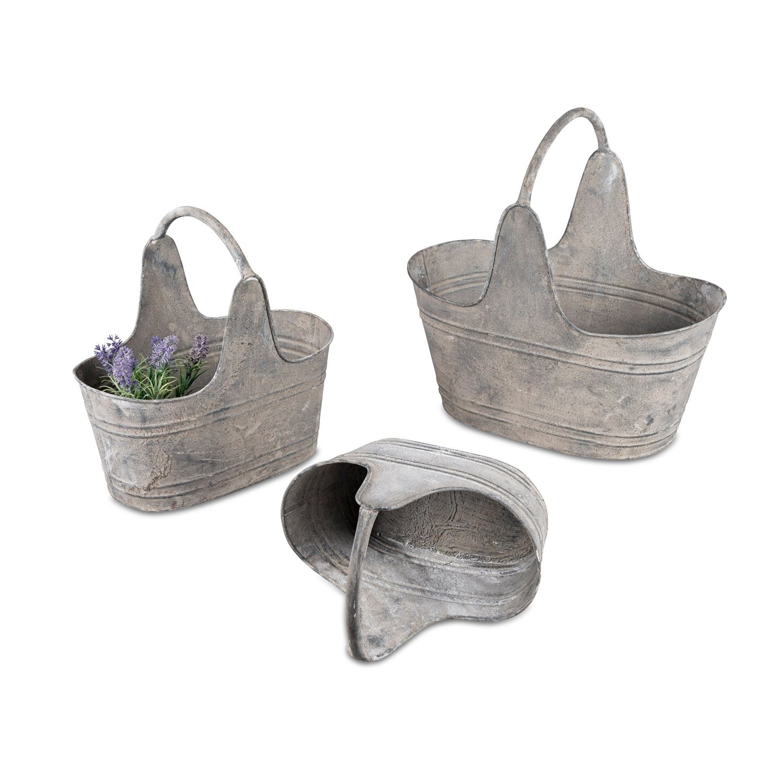 formano Pflanzkübel Körbe 3er-Set Metall antik (Set, 3 St., 3 Pflanzgefäße), Pflanzgefäß Gartendeko