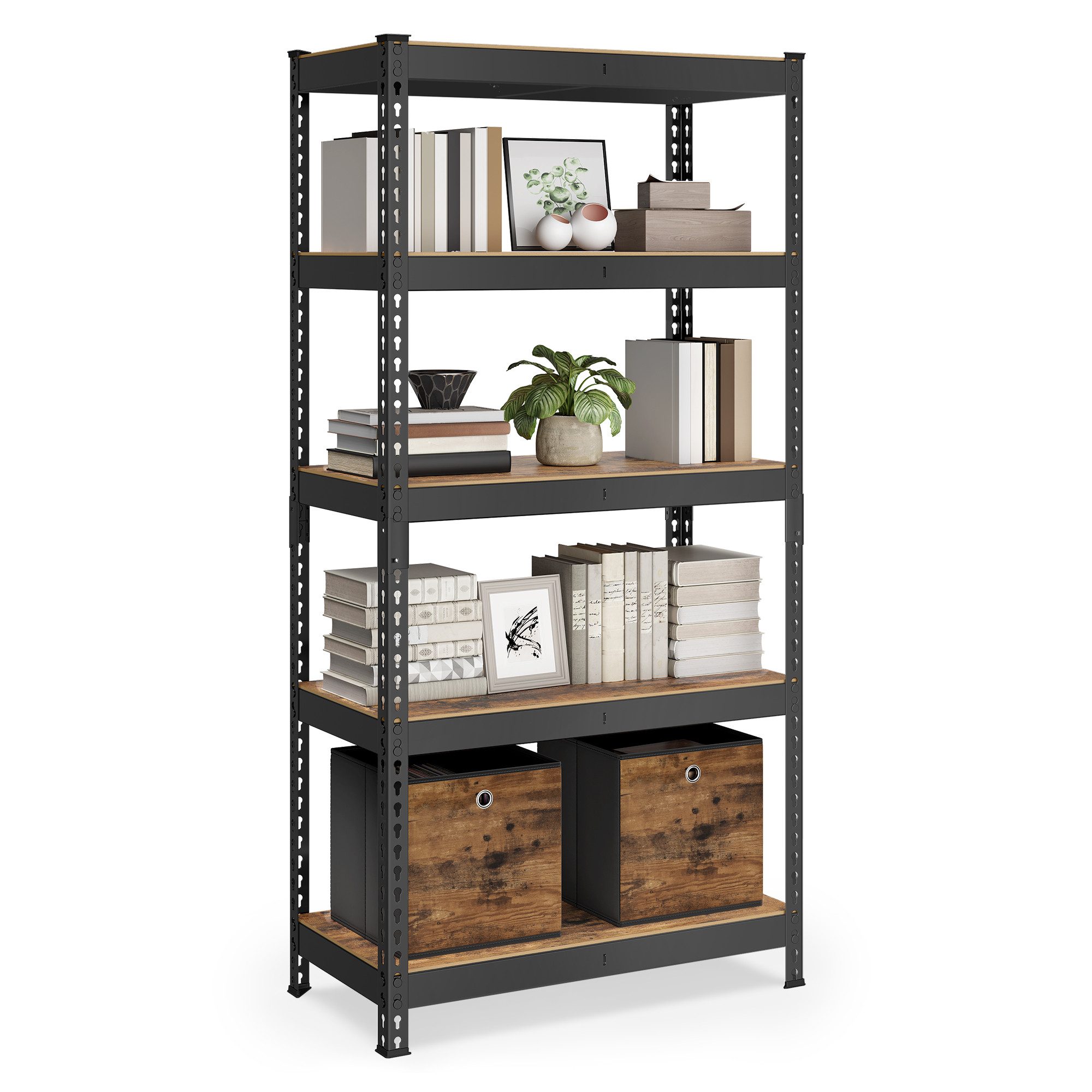 SONGMICS Standregal, Schwerlastregal, Regal mit 5 Ablagen, bis 875 kg, 30 x 75 x 150 cm