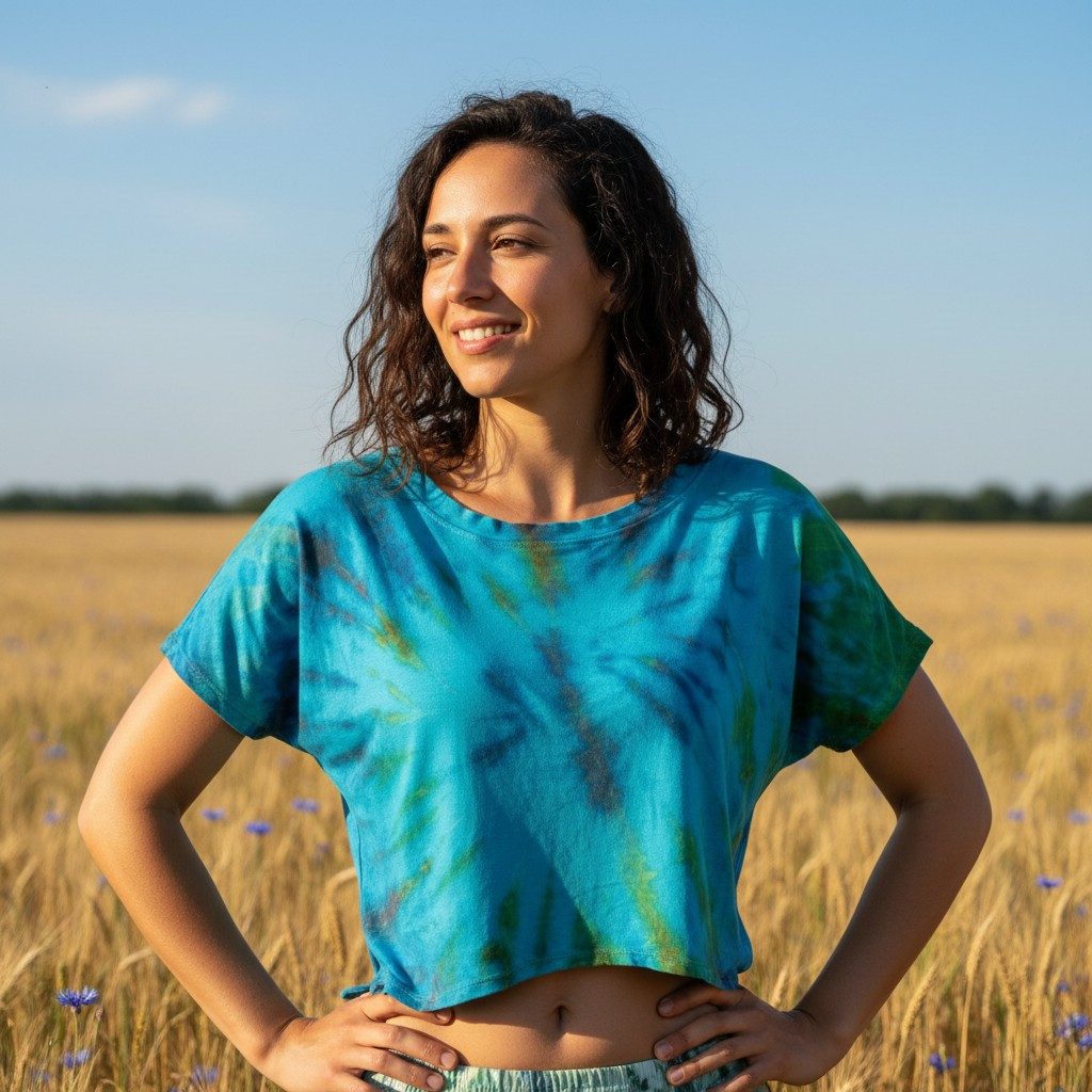 Guru-Shop T-Shirt Batik Hippie T-Shirt, Unikat Kurztop, Yogatop -.. Festival, Ethno Style, Hippie, alternative Bekleidung