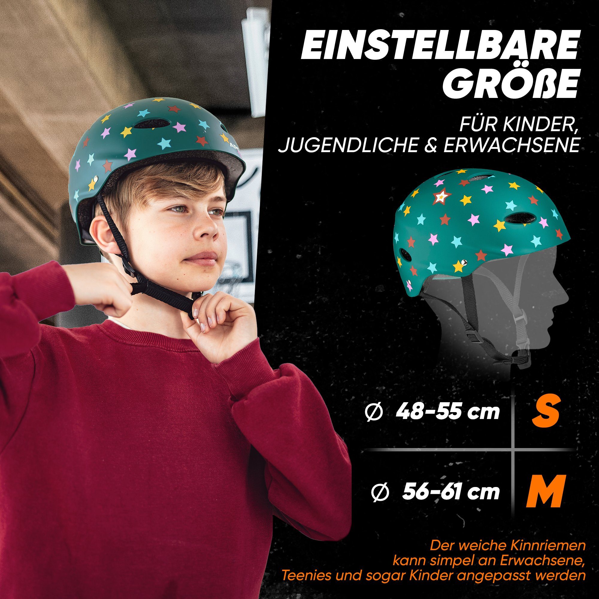 Apollo Kinderhelm Größenverstellbarer Schutzhelm Skatehelm mit, größenverstellbar