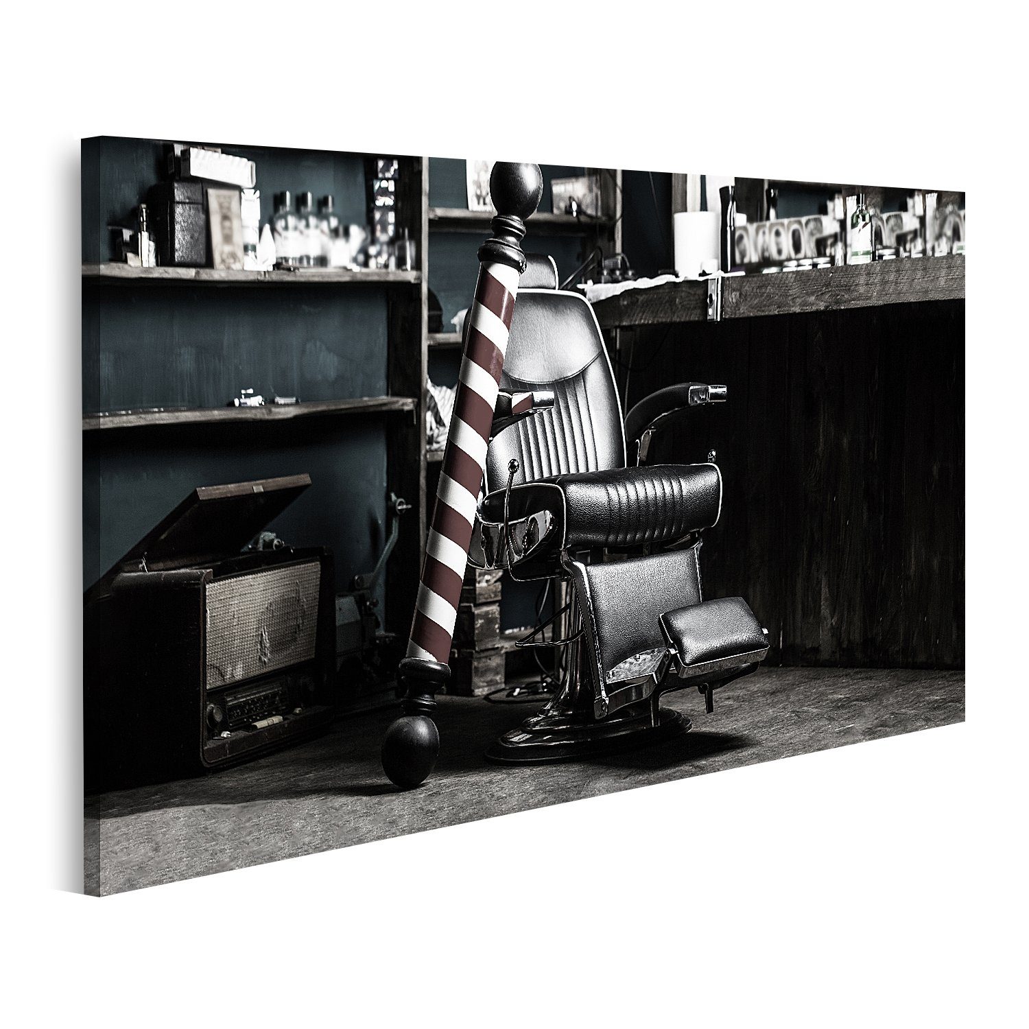 Leinwandbild Bild auf Leinwand Logo Barbershop Symbol Stylish Vintage Barber Chair