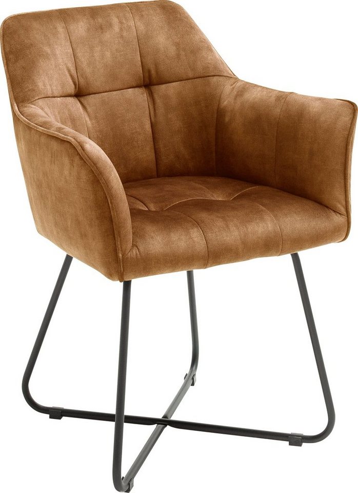 MCA furniture Esszimmerstuhl »Panama« (Set, 2 Stück), Vintage Veloursoptik mit Keder, Stuhl belastbar bis 120 Kg-HomeTrends