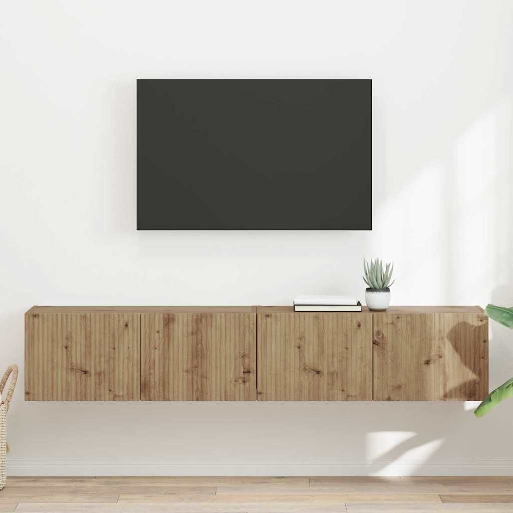 vidaXL TV-Wand TV-Wandschrank 2 stk. Kunsthandwerk Eiche Holzwerkstoff, (2-St)