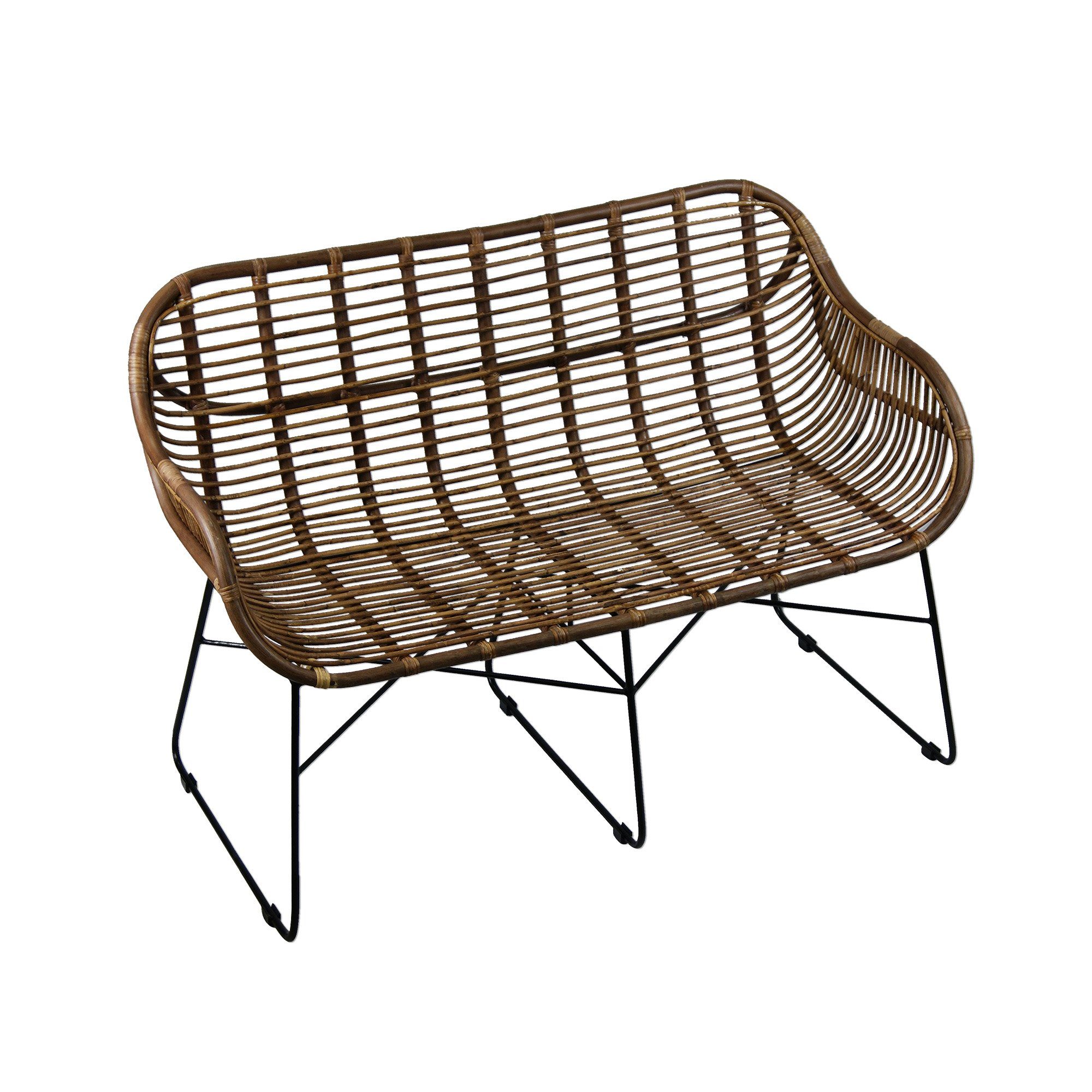 animal-design Rattanstuhl, Rattansofa VENUS - Balkon Bistro Lounge Retro mit Korb-Sofa braun Garten 50er Küche Esszimmer Armlehne Terrasse Loft 