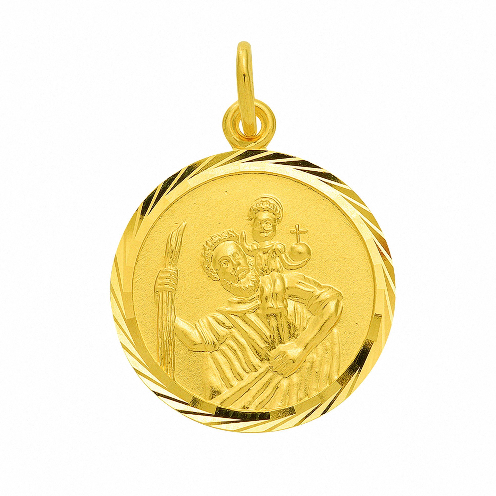 Kettenanhänger Medaille Christophorus 585 Gold (14K)
