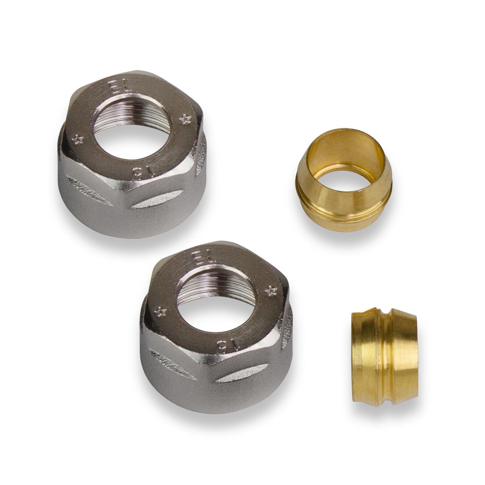 Caleffi Heizkörperthermostat 2x Klemmring Verschraubung 3/4 Zoll 15mm Kupferrohr