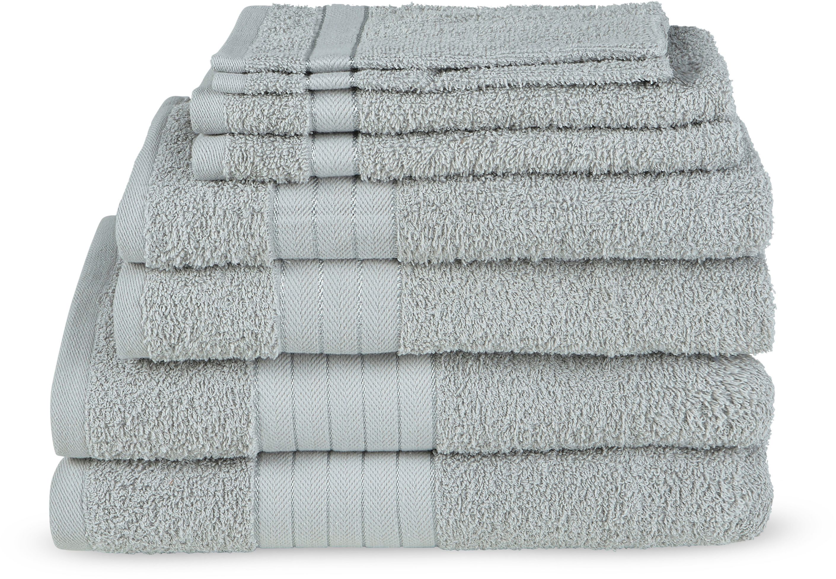 Emotion Handtuch Set Uni, Frottee (8-St), Baumwolle, Walkfrottee, Bordüre, 500 GSM, Einfarbig, ohne Aufhängung