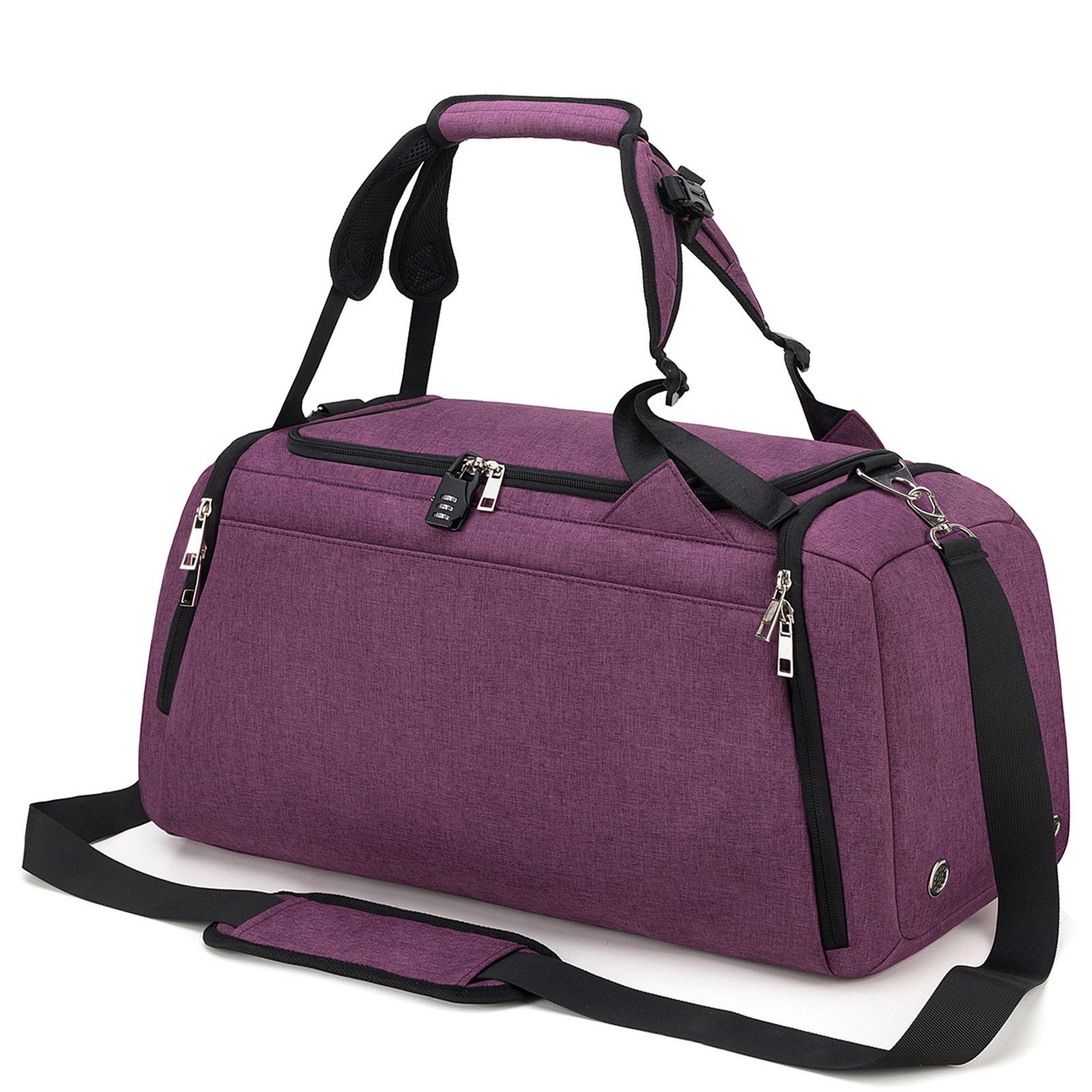 OKWISH Reisetasche Trainingstasche Sporttasche Handtasche Schultertasche Seesack (Fitness Tasche Schwimmtasche Sport Reise Tasche Übernachtungstasche, 42L, Zahlenschloss, groß, Weekender, mit Schuhfach Nassfach), Männer Frauen Reisen Gym Urlaub Übernachtung Freizeit Arbeit Business