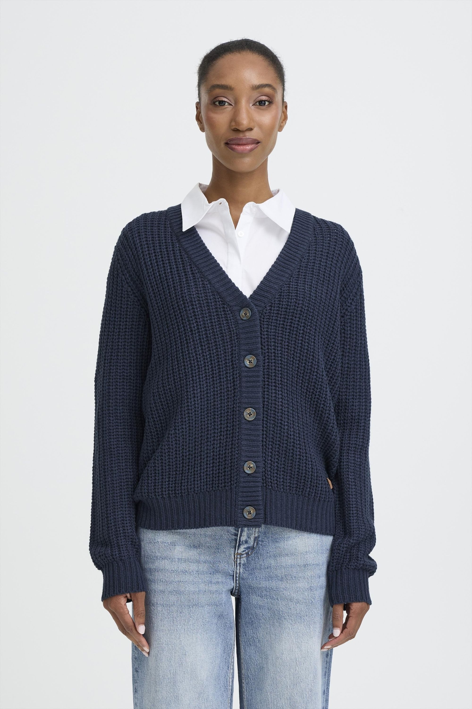 OXMO Strickjacke OXEDNA Modischer Grobstrick-Cardigan mit V-Ausschnitt günstig online kaufen