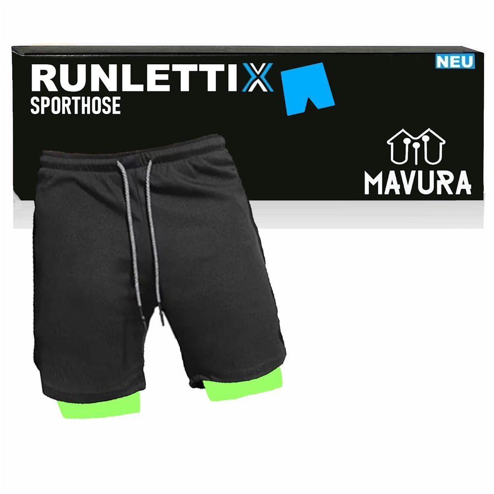 MAVURA Sporthose RUNLETTIX Sport Hose Laufhose Laufshorts Running Fitness Trainingsshorts kurz Herren mit Taschen schnelltrocknend