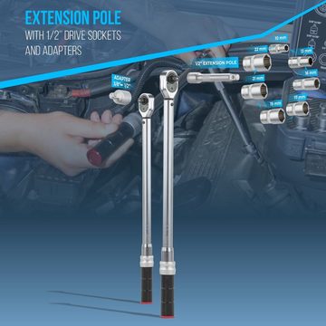 HASKYY Drehmomentschlüssel 1/2" Drehmomentschlüssel 50-350Nm Set mit Bits-Nuss-Einsätzen Adapter