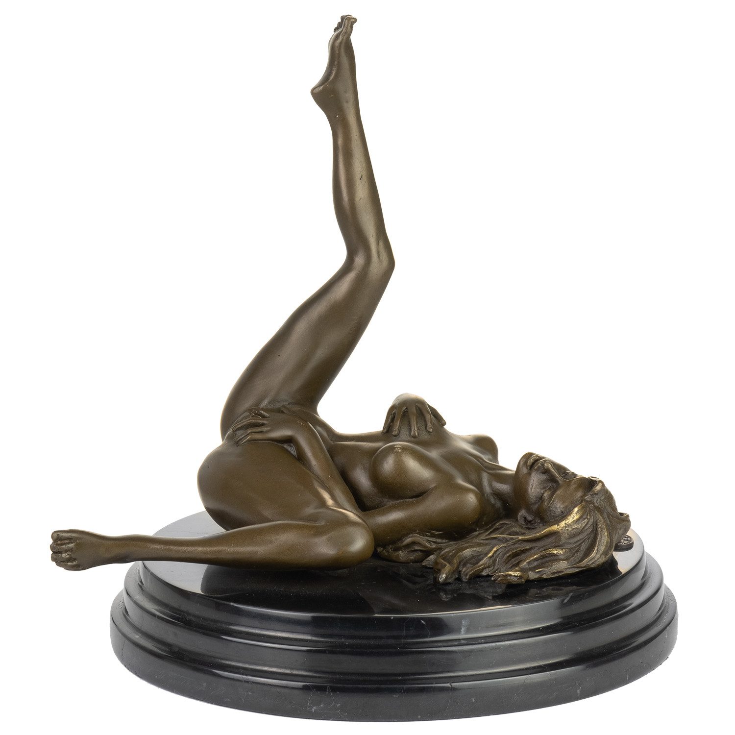 Moritz Skulptur Bronzeskulptur weiblicher Akt auf Marmorsockel - 20 cm hoch, erotische Darstellung Frau Skulptur Statue