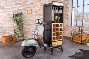 riess-ambiente Barschrank UPCYCLING SCOOTER 160cm silber / natur (Einzelartikel, 1-St) Wohnzimmer · Metall · Massivholz · für Alkohol · Motorroller · Retro