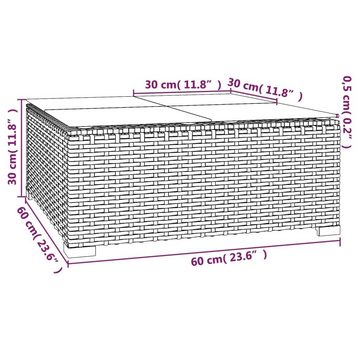 vidaXL Loungesofa Garten-Couchtisch Braun 60x60x30 cm Poly Rattan und Glas, 1 Teile