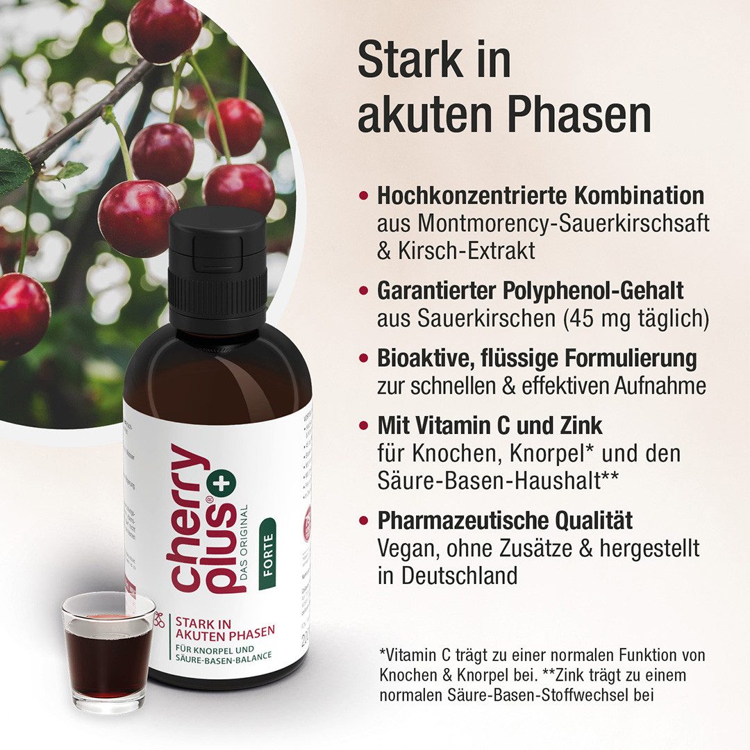 Cellavent Healthcare Sauerkirschkonzentrat mit Vitamin C und Zink - Cherry PLUS Forte Konzentrat
