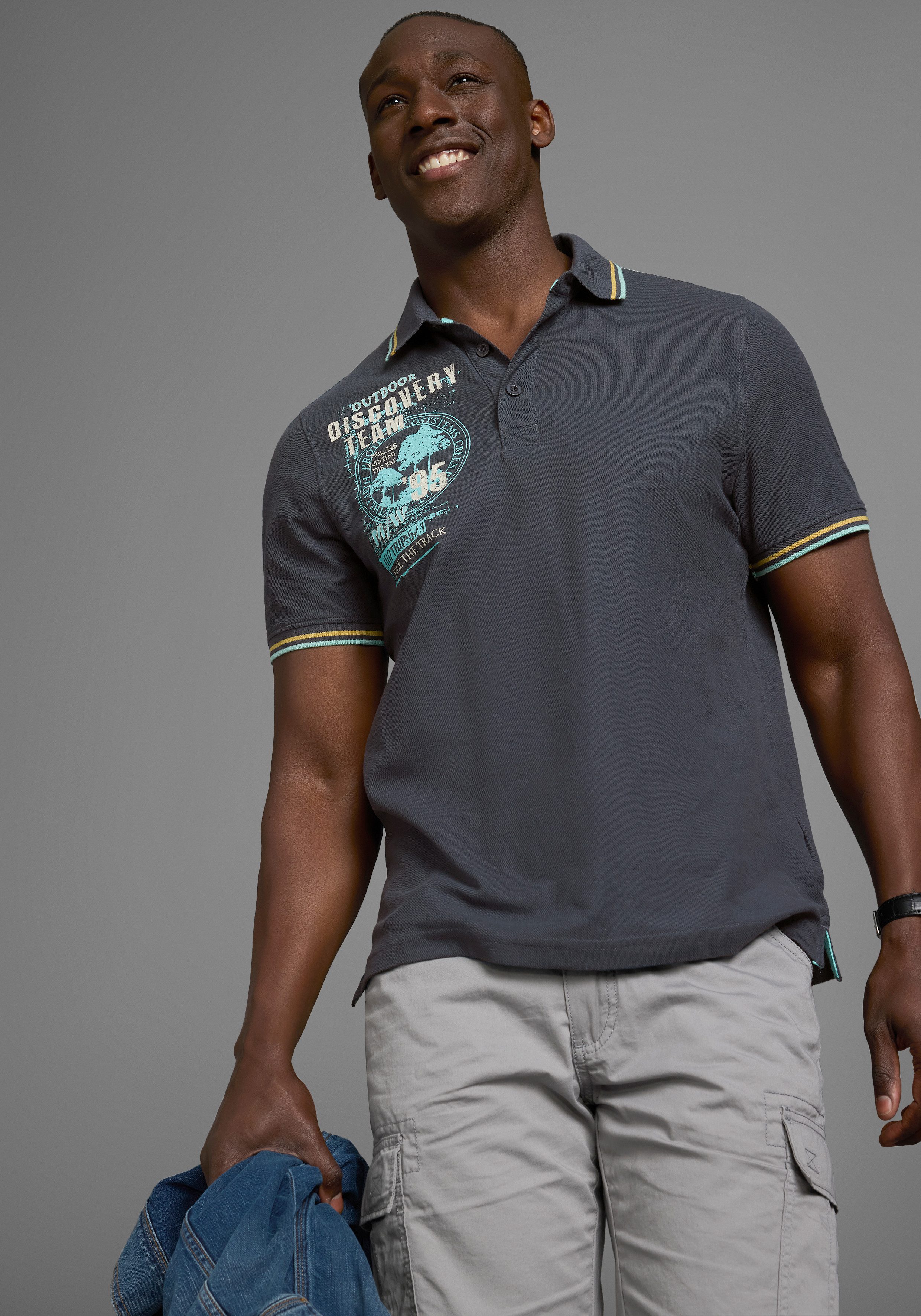 Man's World Poloshirt Kurzarm, lässige Passform, mit trendigem Print, Polok günstig online kaufen