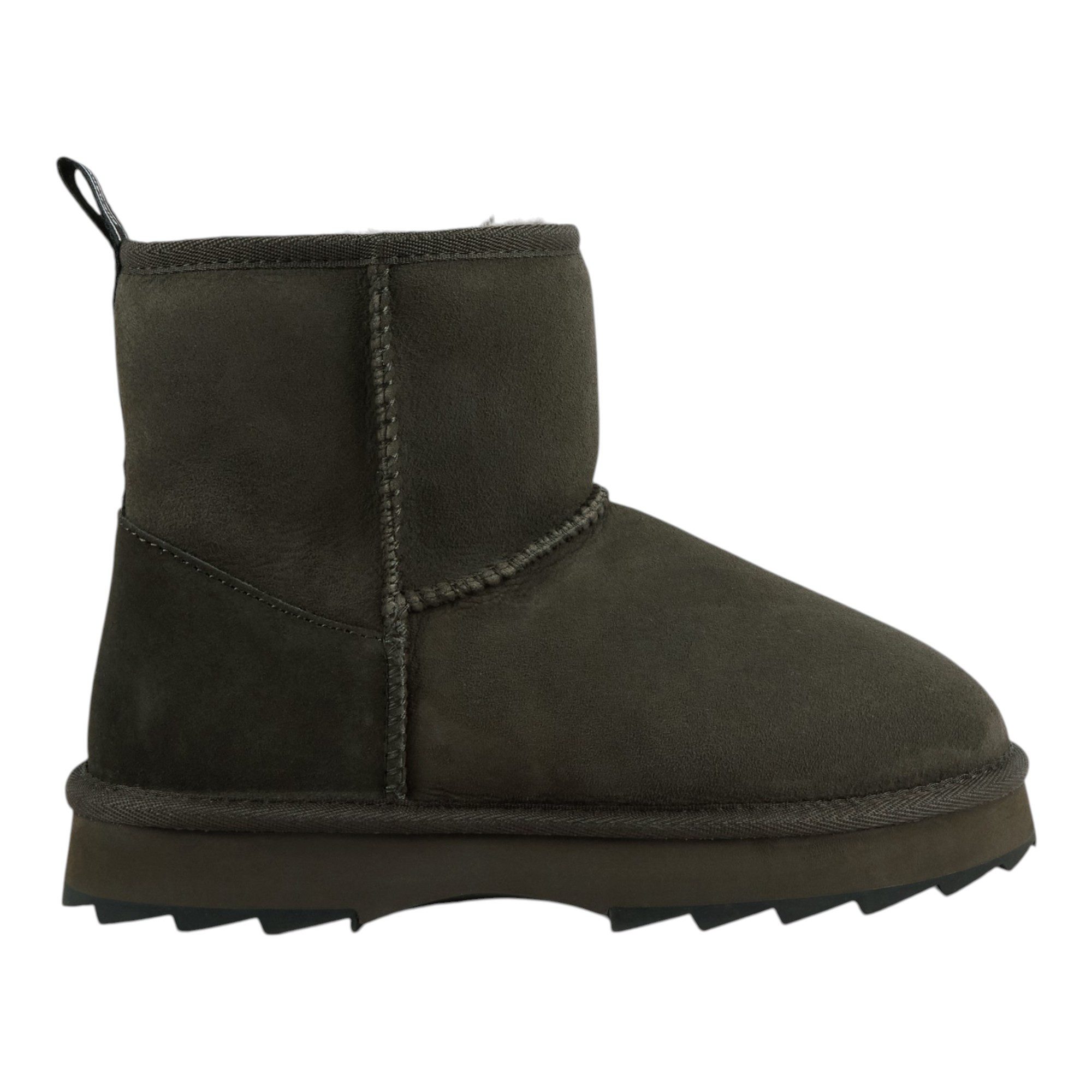 Emu Australia Sharky Mini (Schafsfell, gezähnte Gummiaußensohle) olivegrün Damen Winterstiefel