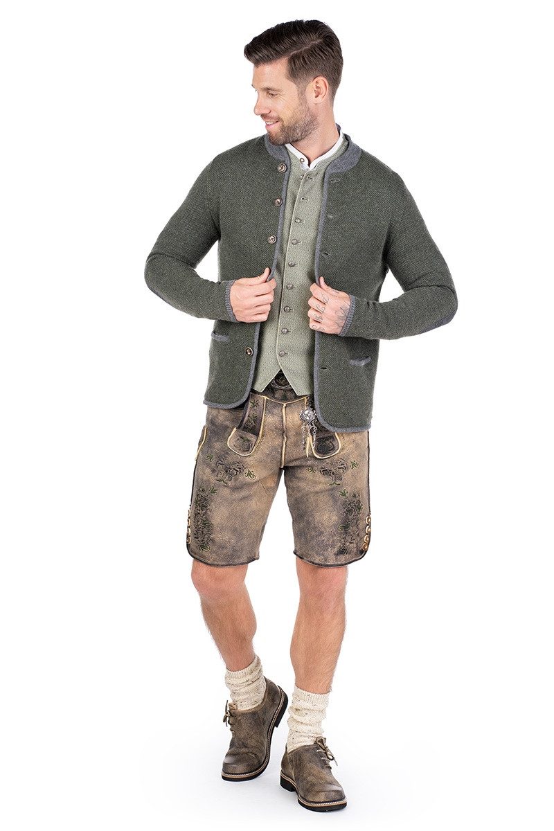 Spieth & Wensky Trachtenstrickjacke Strickjacke Herren - FELICIO - oliv – Bild 4 von 4