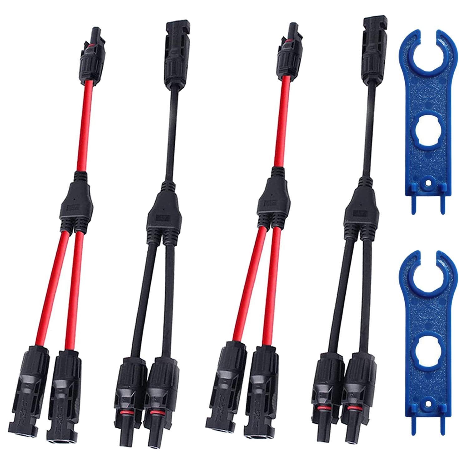 FELIXLEO Solaranlage Solar Y Verteiler Kabel MMF FFM PV Stecker 2 Paar Rot Schwarz, (4-St)