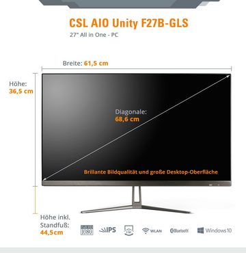 CSL Unity F27-GLS mit Windows 10 Pro All-in-One PC (27 Zoll, Intel® Celeron Celeron® N4120, UHD Graphics, 8 GB RAM, 512 GB SSD)