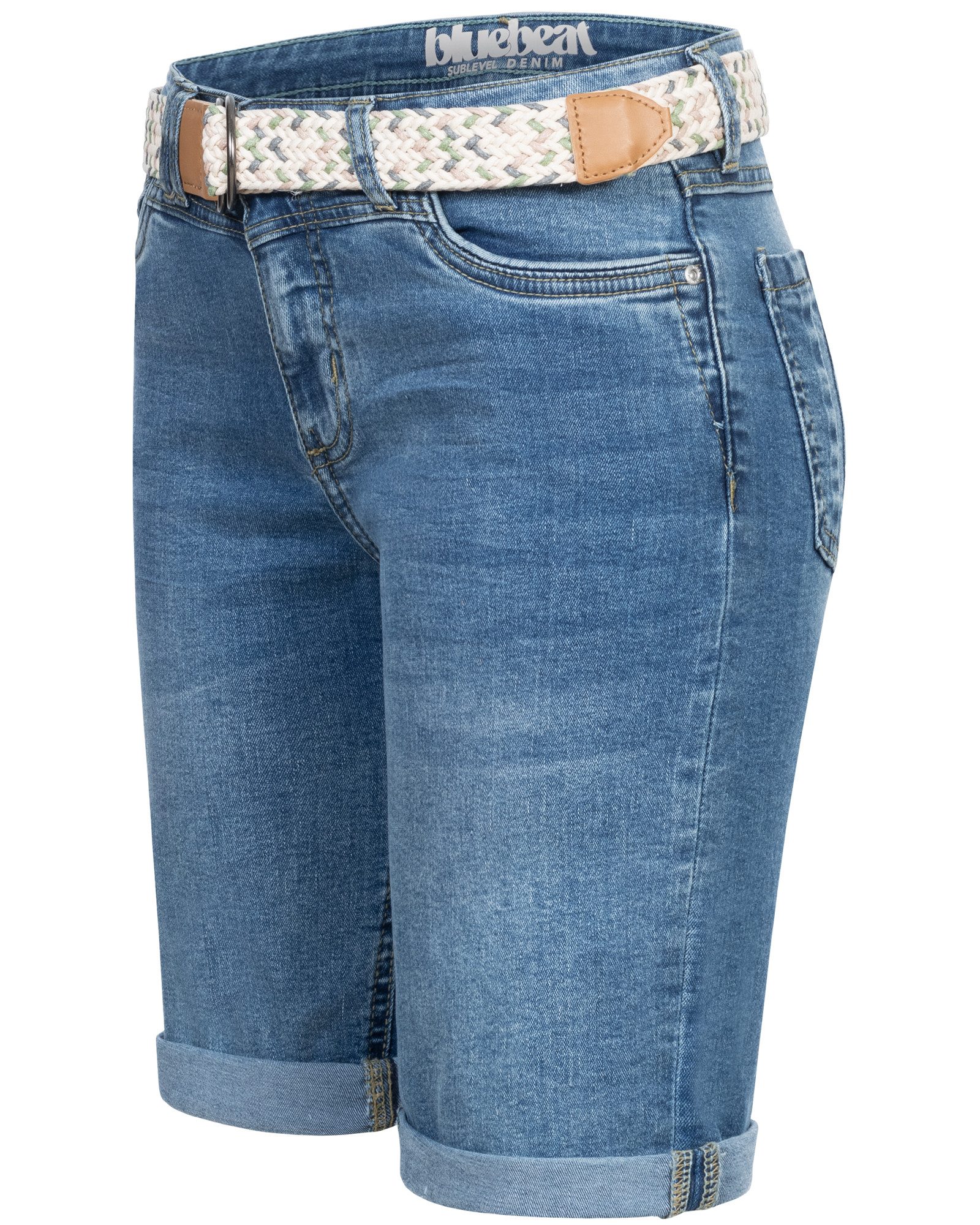SUBLEVEL Bermudas Damen Jeans Shorts Bermuda Kurze Hose Shorts Short Denim Stretch Denim