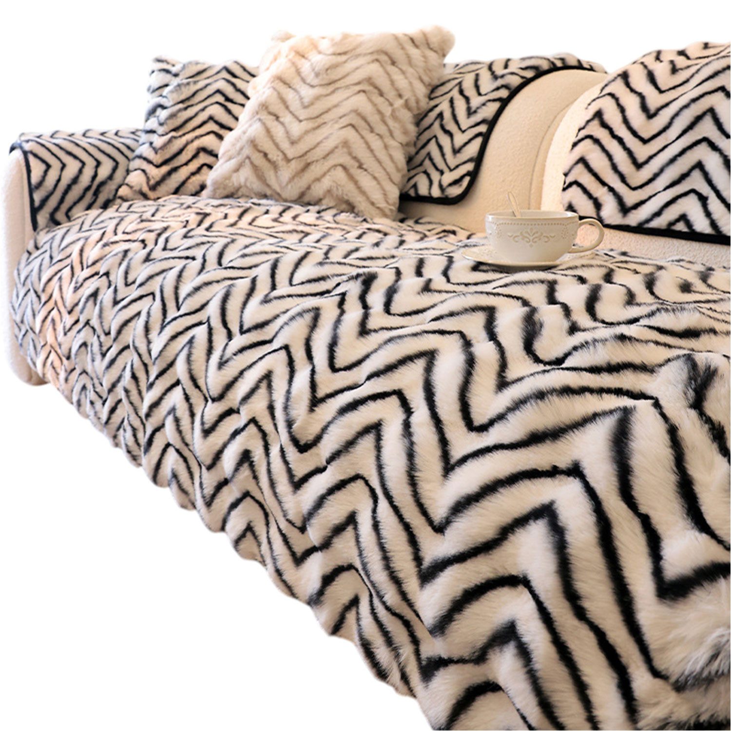 Refttenw Sofabezug Plüsch Dick Sofahusse Sofaüberwurf Abwaschbar Sofa Sitzkissenbezug, Winter Warme