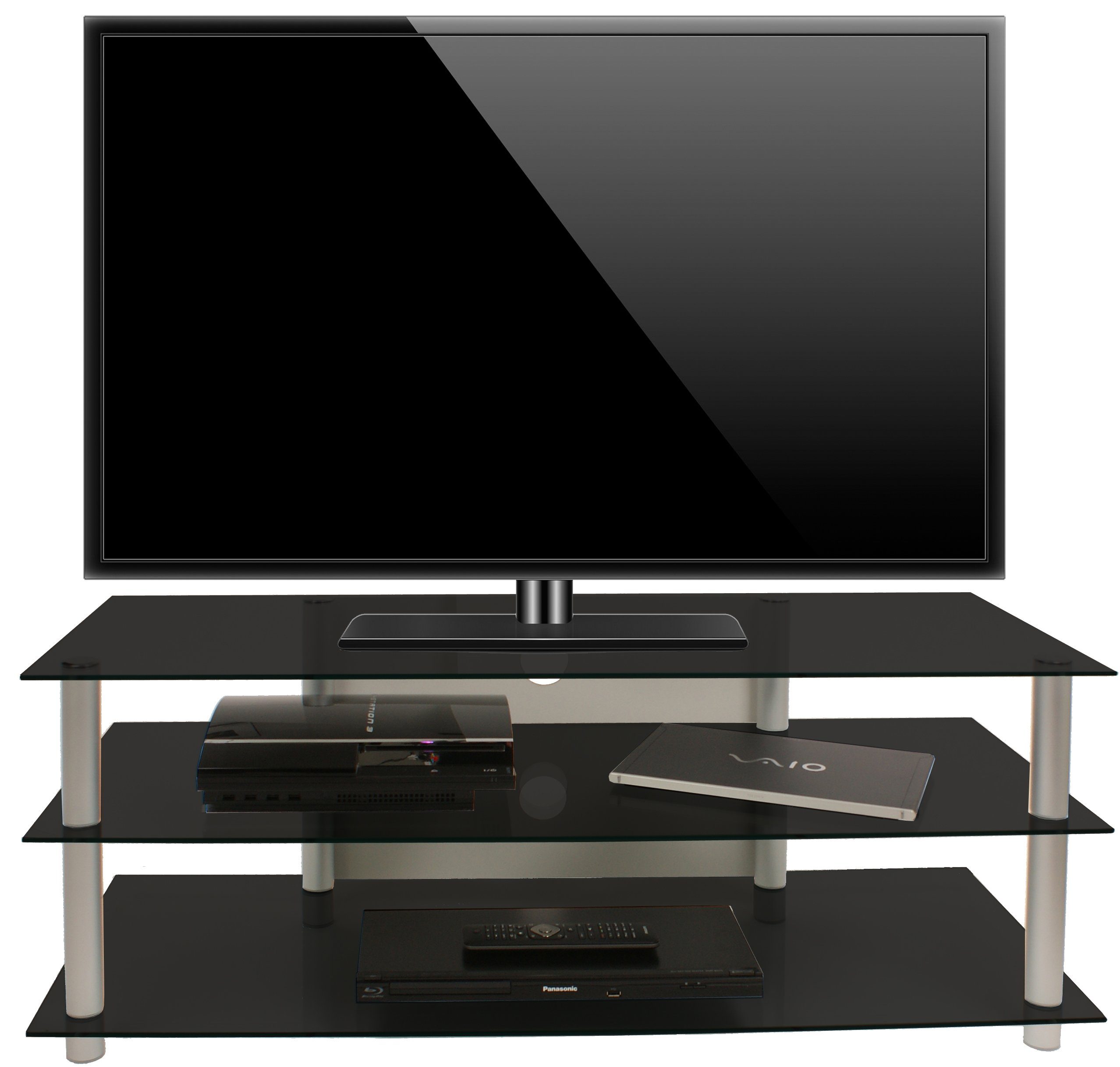 VCM TV-Board TV Möbel Sideboard Fernseh Rack Alu Glas Zumbo günstig online kaufen