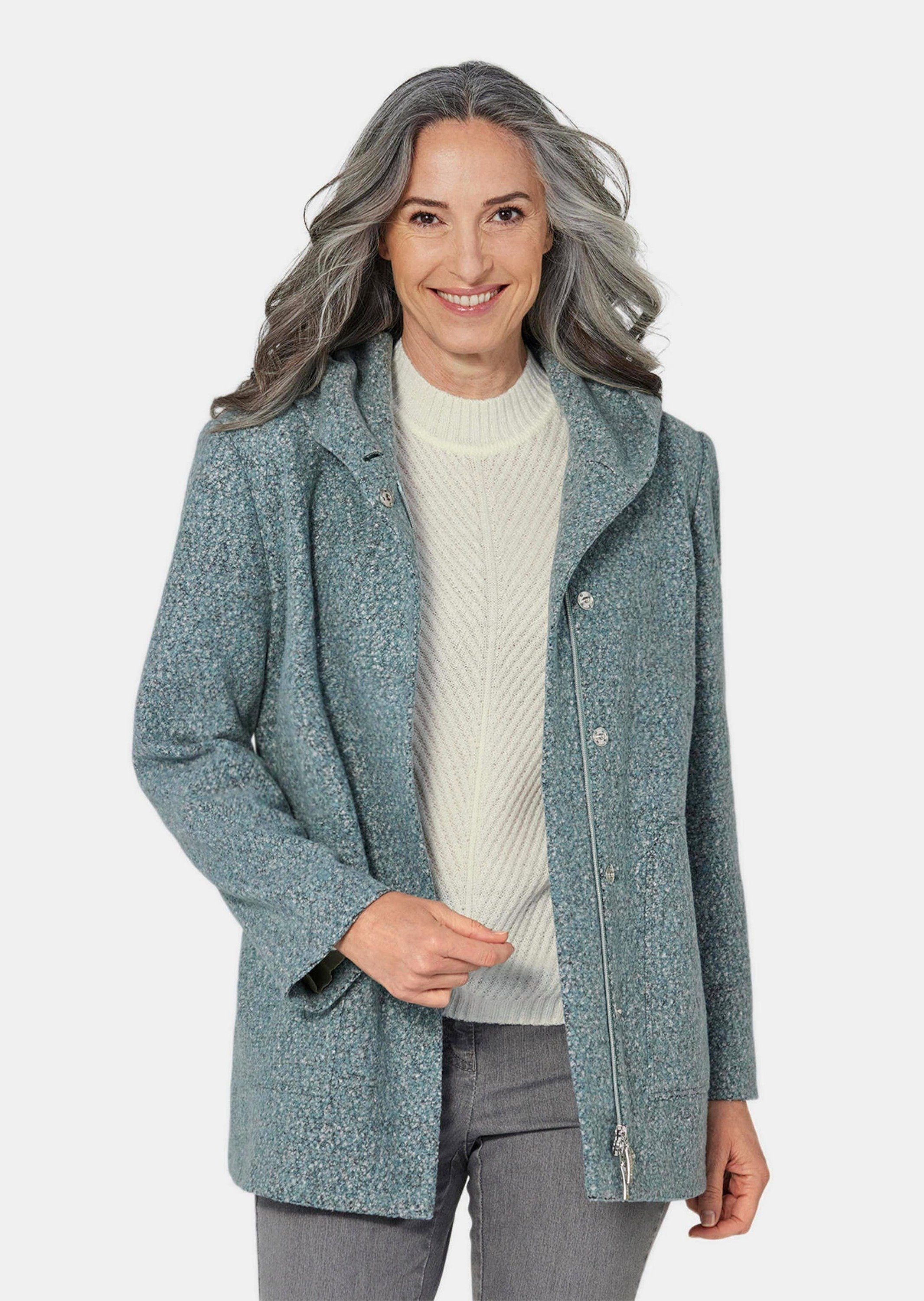 GOLDNER Wolljacke Unentbehrliche Boucle-Jacke mit feinen Details rosmarin