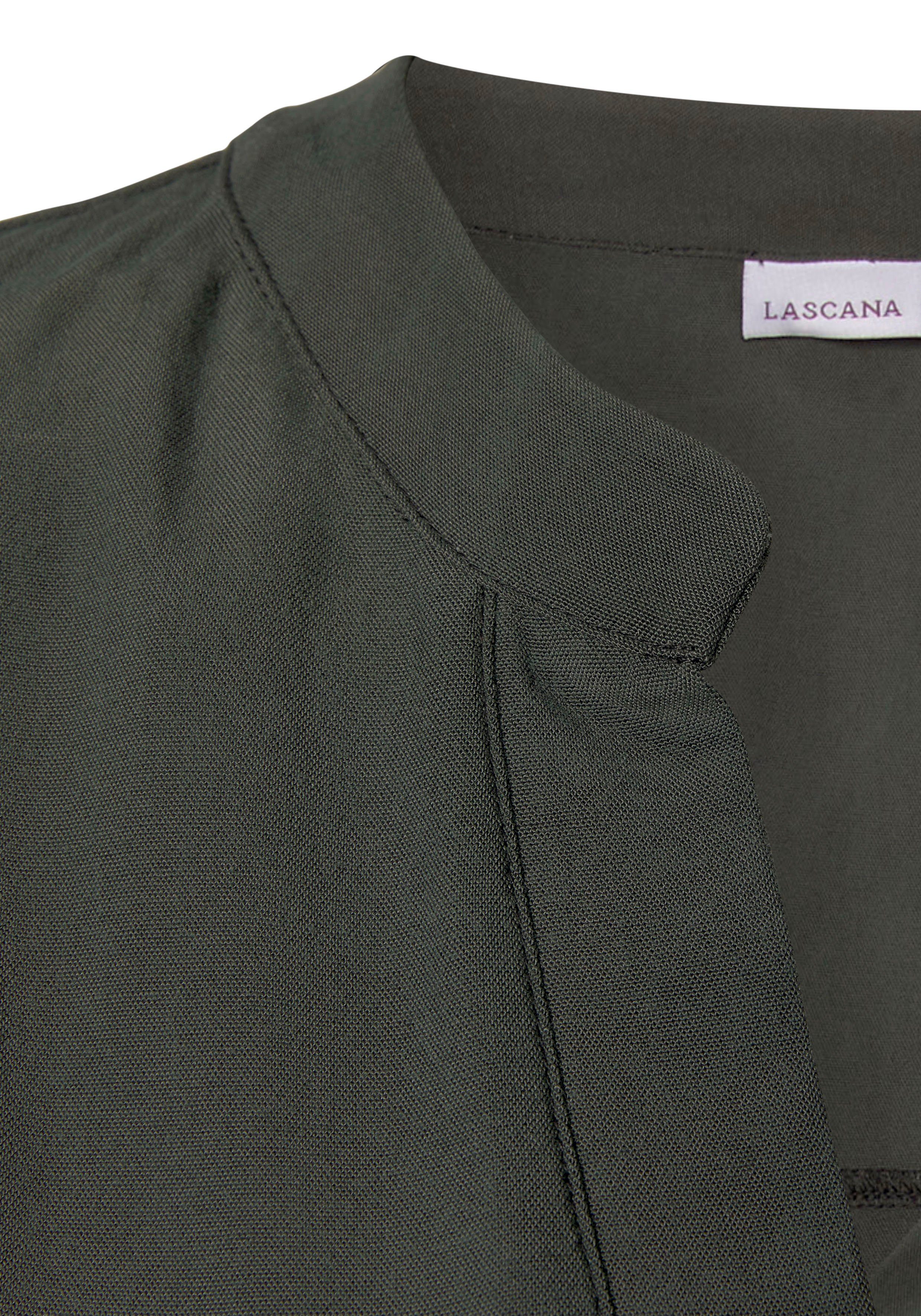 Damenbluse, Blusentop Blusenshirt, mit Basic khaki V-Ausschnitt, LASCANA