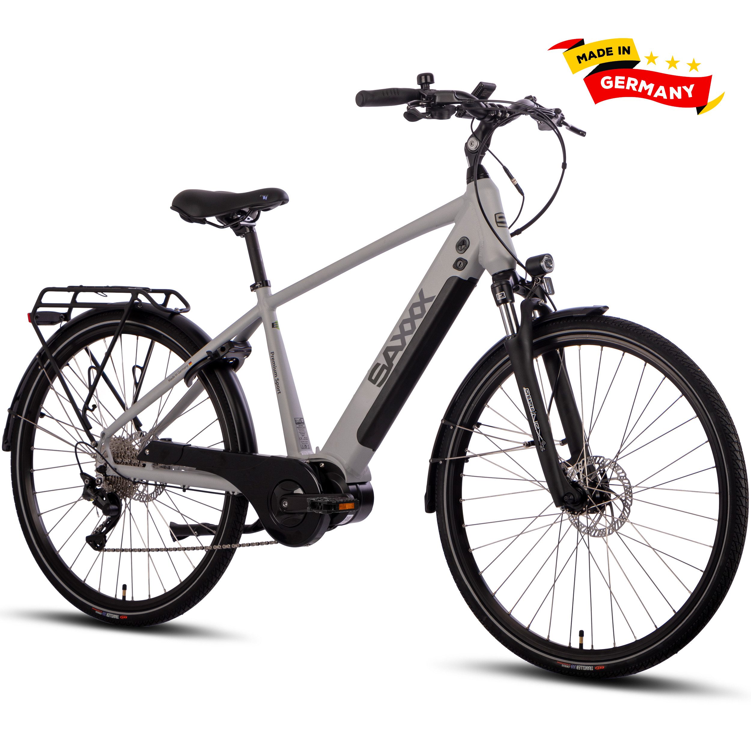 SAXXX E-Bike Trekkingrad Damen/Herren 28'' Pedelec, SAXXX PSD, 522Wh, max. 110km, 5 Modi, 10 Gang SHIMANO Deore Schaltwerk, Kettenschaltung, Mittelmotor, 522 Wh, (mit abnehmbarem Akku, zu 95 % vormontiert), 25km/h, E-Cityrad, hydr. Scheibenbremsen, max. Z