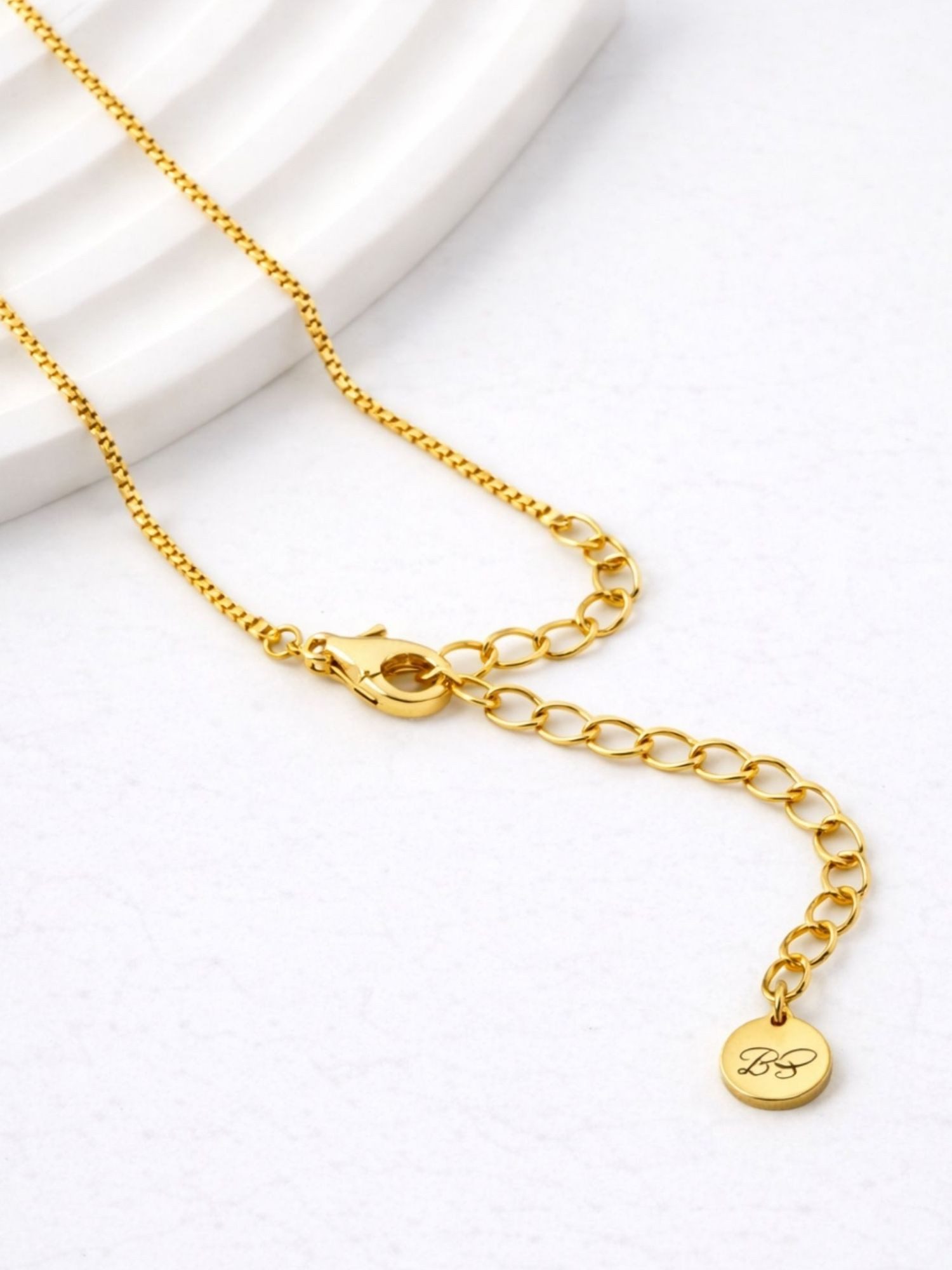 BS Schmuckdesign Kette mit Anhänger Halskette Damen feine Venezianerkette mit Anhänger 18K vergoldet (inkl. Geschenkbox), 18K vergoldet, hypoallergen & wasserfe – Bild 4 von 5
