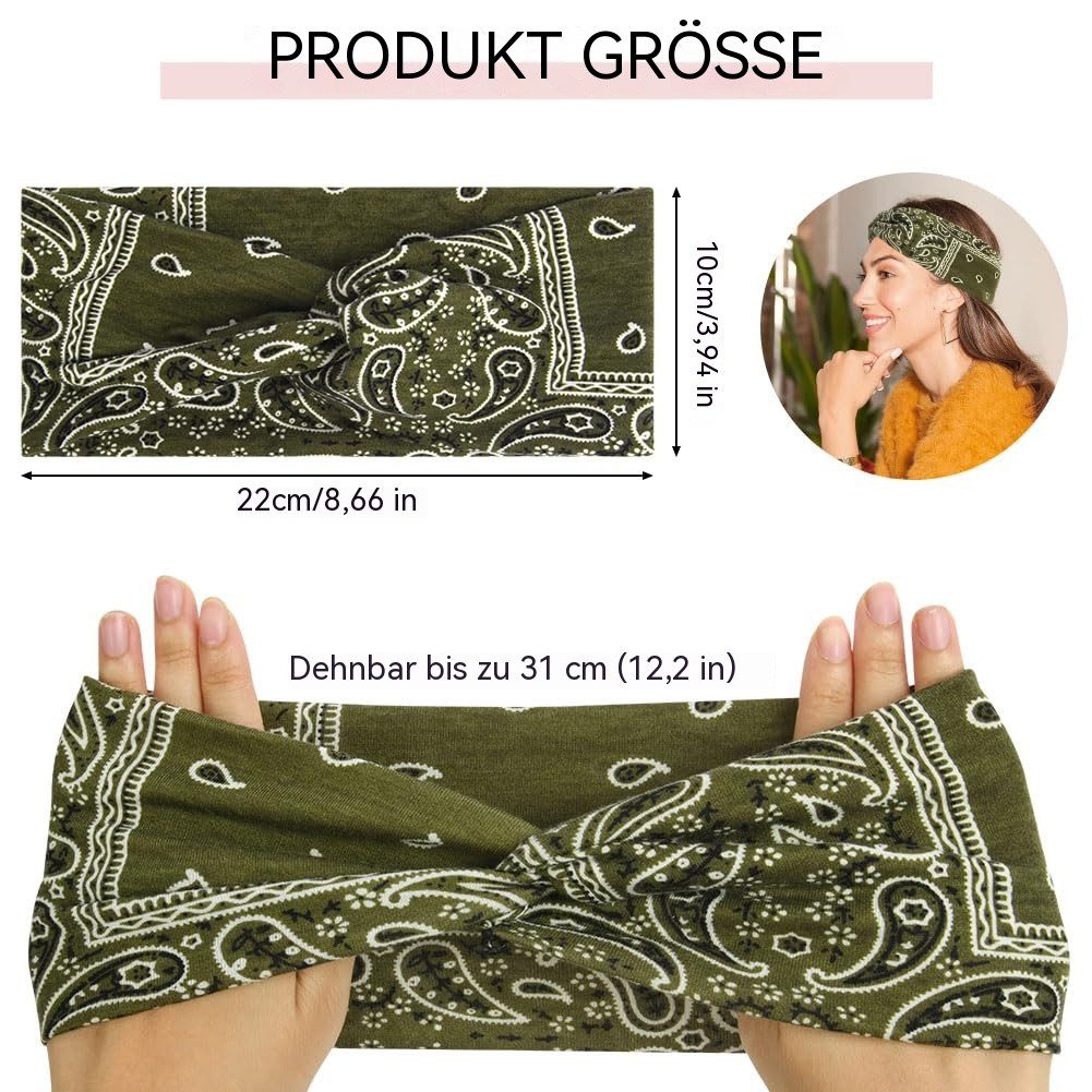 Zaewry Haarband 4 Stück Haarband Damen, Elastische Stirnband Damen, Rutschfest Haarbänder für Yoga, Kosmetik, Sport, Haarschmuck