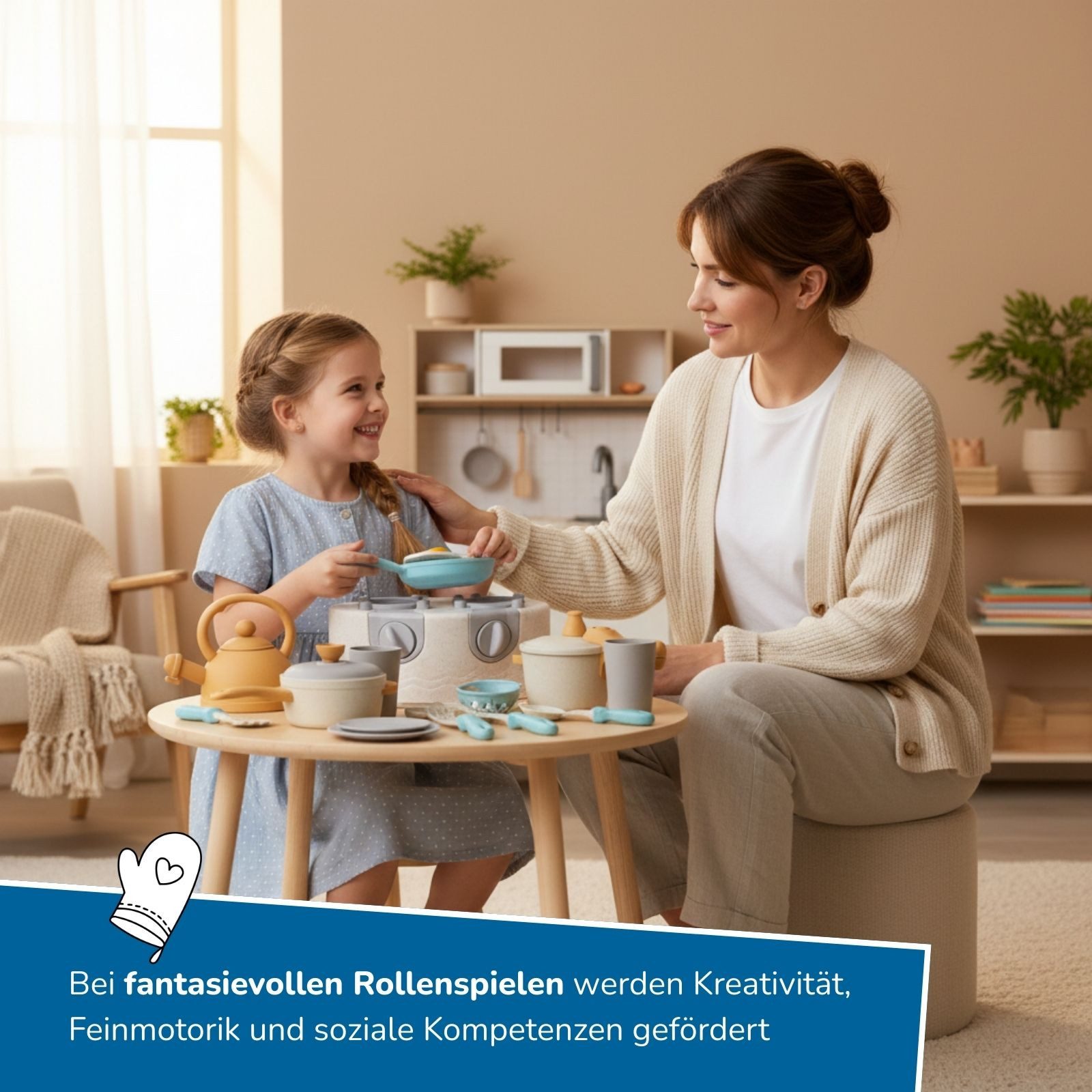 alldoro Kinder-Küchenset XXL Kinderküchen-Spielzeug Set 45-teilig, für Kinder ab 3 Jahren, mit Spielherd, Töpfen, Pfannen, Geschirr, Besteck, Messerblock