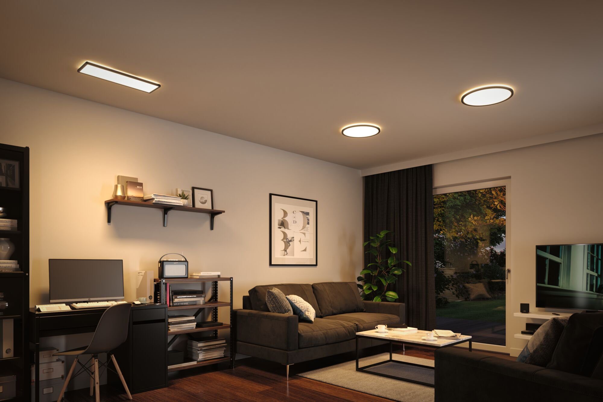 Shine, fest LED LED Atria integriert, Paulmann Panel Warmweiß