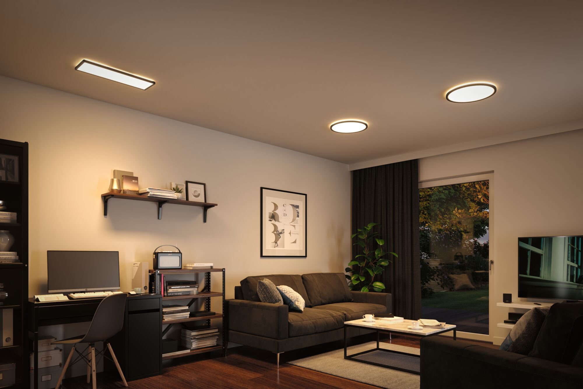 Paulmann LED Panel Atria Shine 3000K IP20 eckig, LED fest integriert, Warmweiß, Backlight