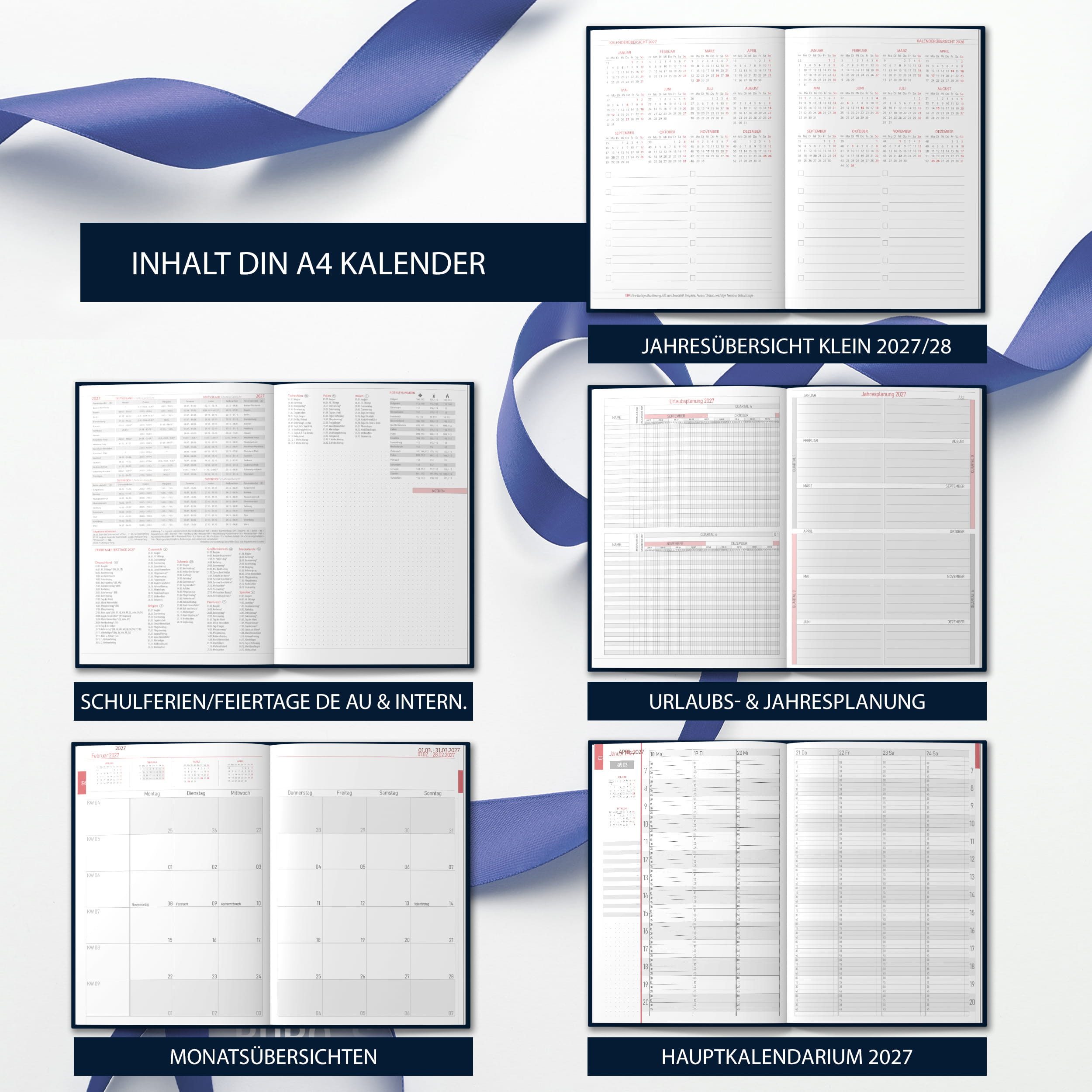 TOBJA Buchkalender Praxisplaner 2027 A4 Navy Hardcover Arztpraxis 15 Min Takt FSC, Hardcover Layflat, A4, 15-Min-Takt 7-21 Uhr, FSC, 23 Mitarbeiter-Plan – Bild 5 von 5