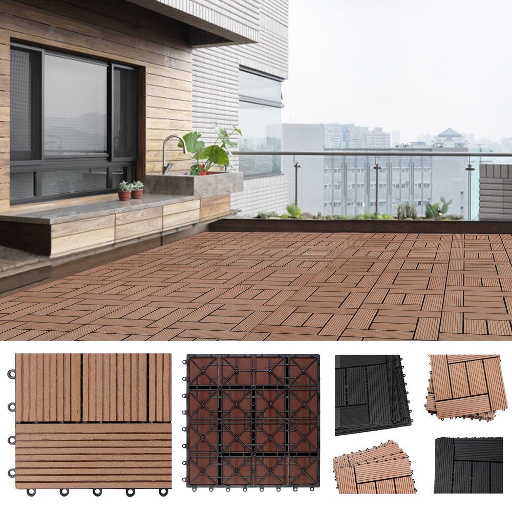 Casaria Holzfliesen 22x Klassik Terrakotta, Terrassenfliesen günstig online kaufen