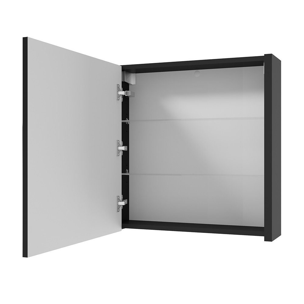 schwarz, Spiegelschrank 60 Lomadox 60/60/15 NANTES-107 cm in cm