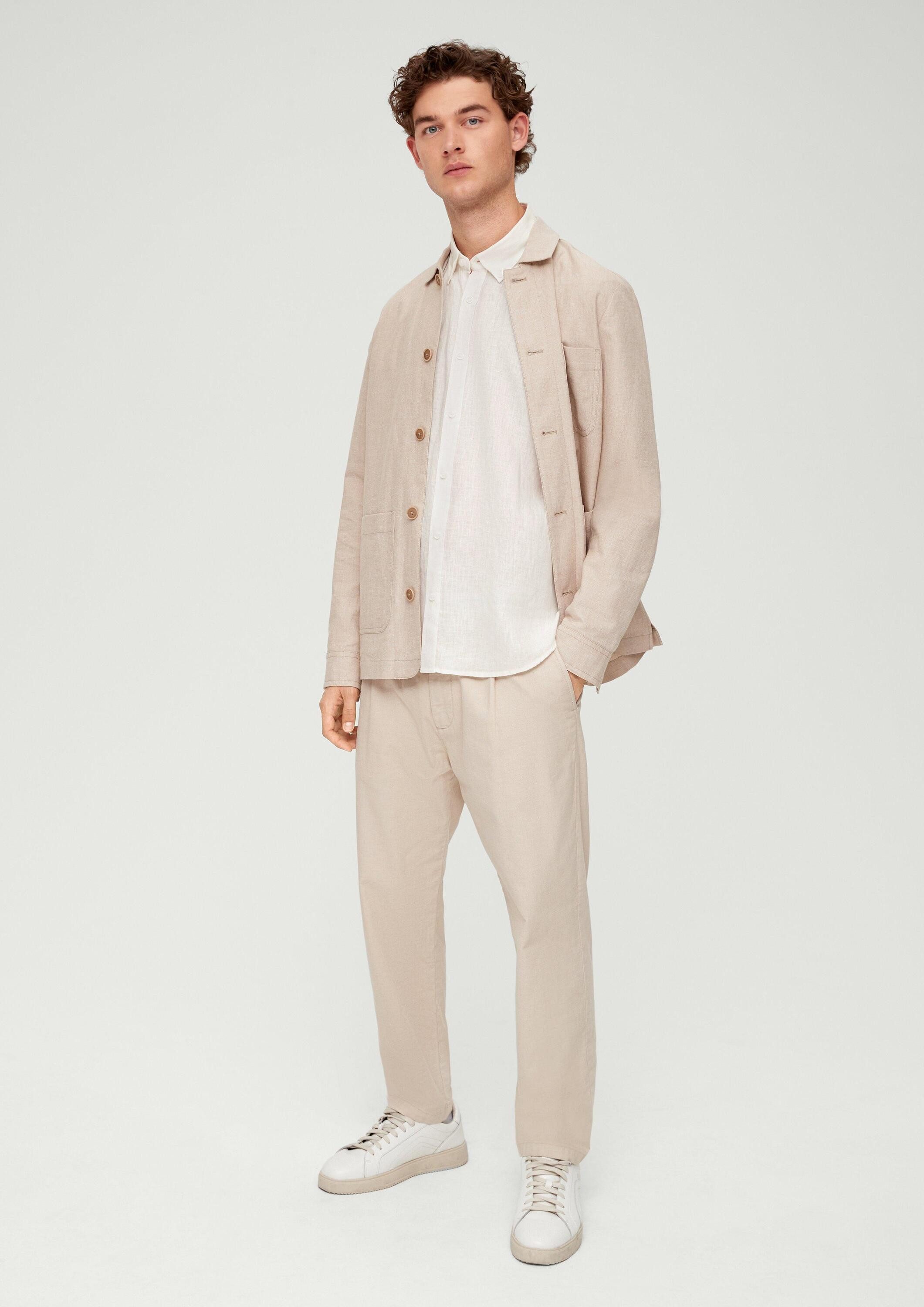 s.Oliver Langarmhemd Hemd Leinenhemd mit Button-Down-Kragen