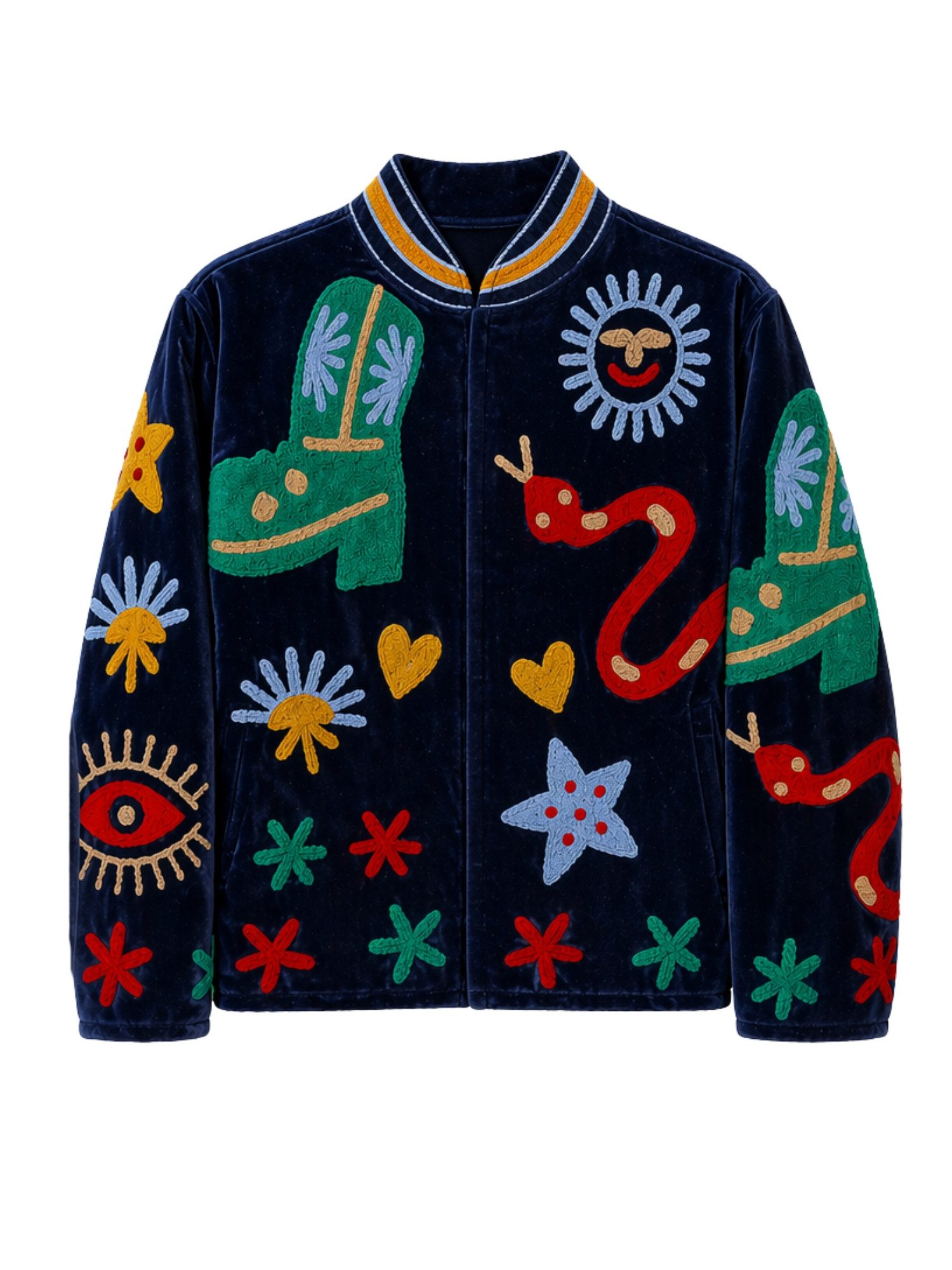 ASHINDIA Blusenjacke ASHINDIA Bestickte Damenjacke Suzani Stickerei Boho Onesize handbestickt