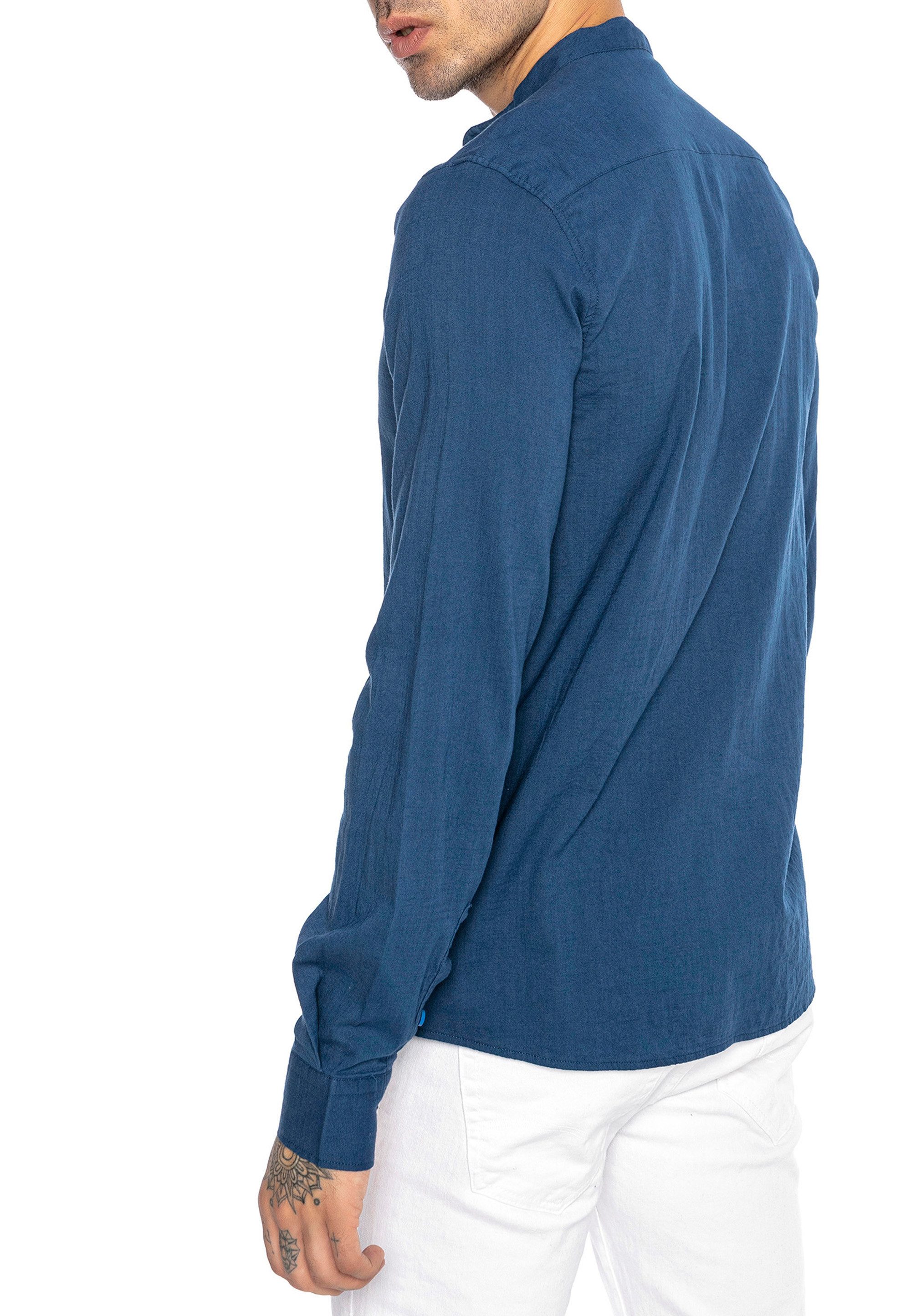 RedBridge Langarmshirt mit Stehkragen – Schlupfhemd-Stil, Minimalistisches Design