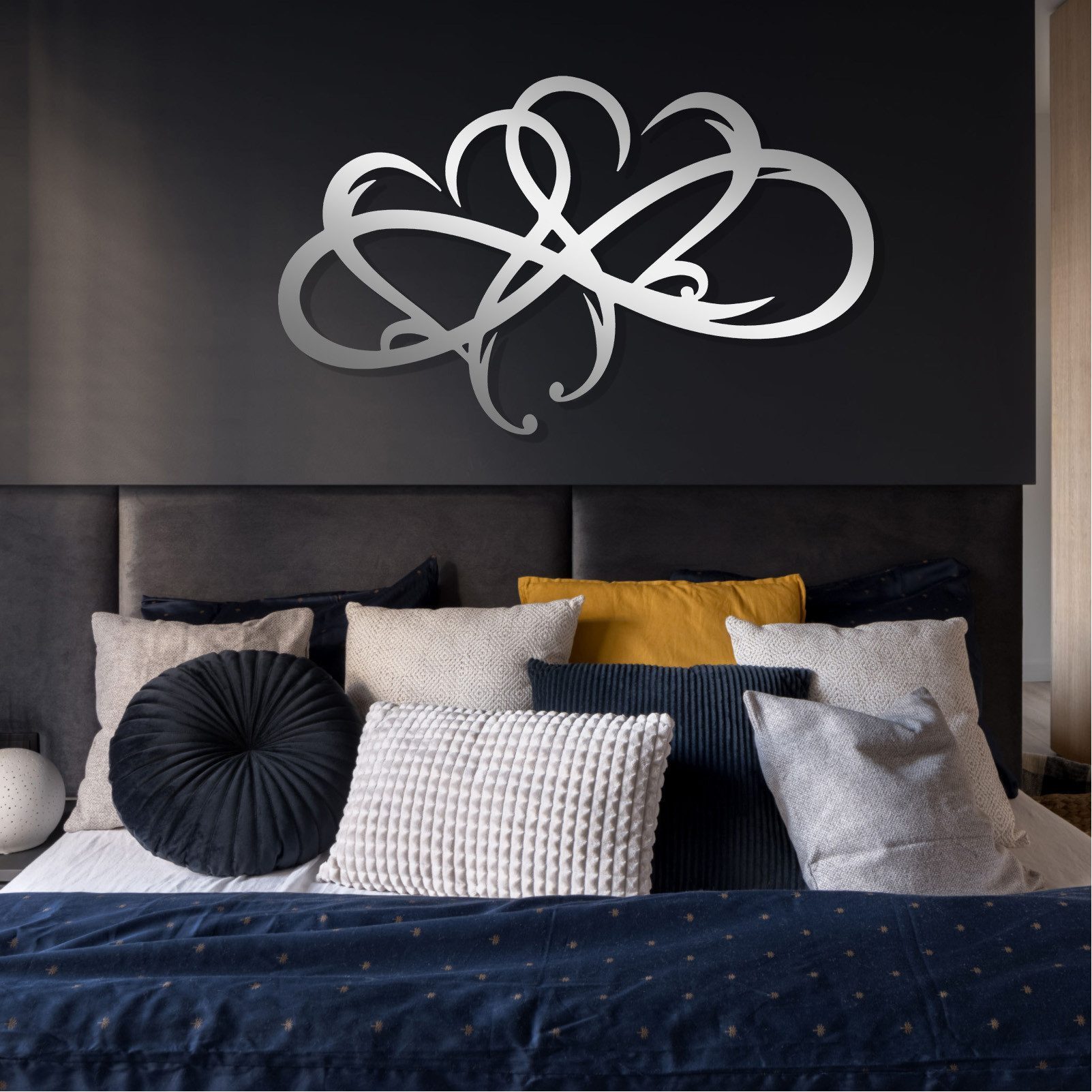 Jumpeak Wanddekoobjekt Herzen-Wanddeko,herzförmige Metalldekoration,silberhochzeit geschenk (Unendliche Herzen, deko weihnachten,abstrakte Linien), Deko Wohnzimmer,Wand Deko schwarz,Zimmer Deko aesthetic,Doppelherz