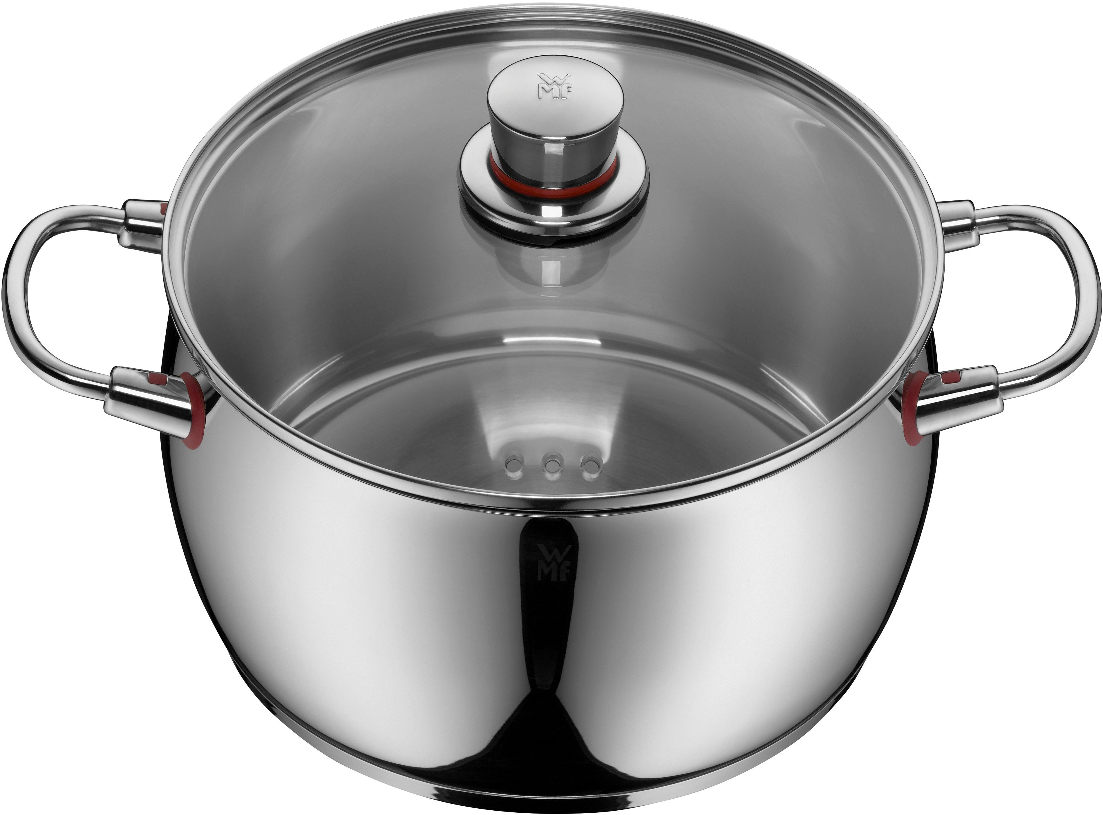 WMF Fleischtopf Quality One, Cromargan® Edelstahl Rostfrei 18/10 (2-tlg), Cool+ Technologie für wärmereduzierte Griffe, breiter Schüttrand