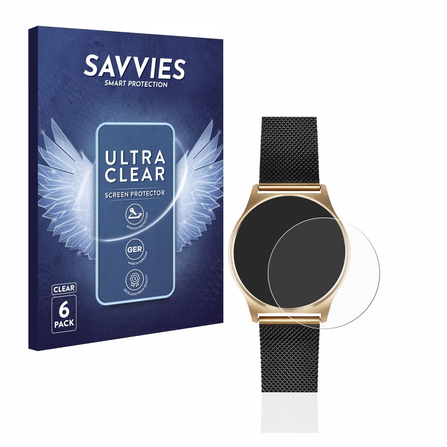 Savvies Displayschutzfolie Schutzfolie für Xlyne X-Watch Joli XW Pro, 6 Stück, Displayschutz Schutz Folie Klar Transparent