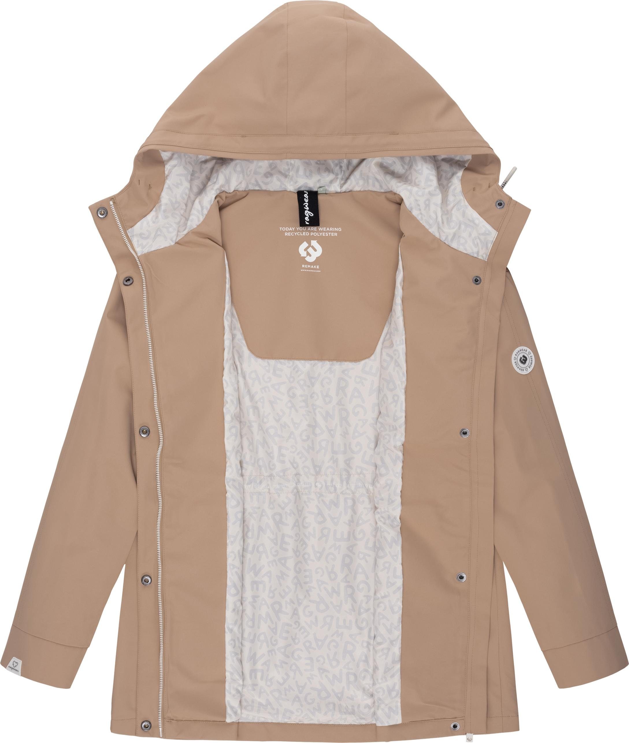 Übergangsjacke recycelten stylische aus Outdoorjacke Ragwear sand Materialien Remake Urbanna Damen