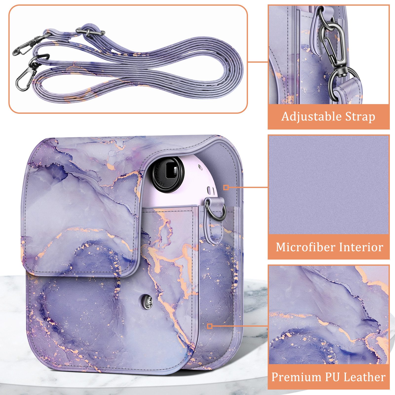 Fintie Kameratasche für Fujifilm Instax Mini 12 Sofortbildkamera-Premium Kunstleder Hülle, Reise Kameratasche Schutzhülle mit abnehmbaren Einstellbar Riemen