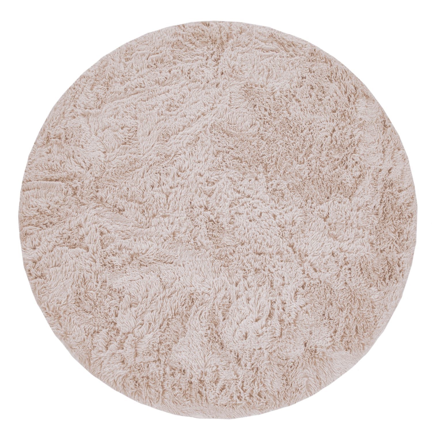 KADIMA DESIGN Teppich waschbar Unifarben Schlafzimmer Hochflor Teppich Shaggy, Rund, Höhe: 37 mm, Florhöhe: 33 mm, Polyester, Rund, 80D, Creme – Bild 2 von 5