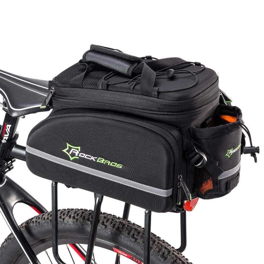 ROCKBROS Fahrradtasche A6-03BK (Gepäckträgertasche, Kameratasche, 17-35L,  Transporttasche), erweiterba, mit Trennwand, Reflektierender Streifen